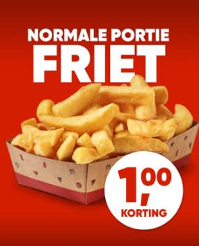 €1 korting op normale portie friet bij Kwalitaria