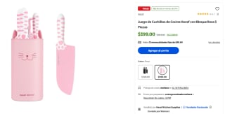 Juego Cuchillos Cocina Hecef Bloque Rosa 5 Piezas por $399 | Walmart