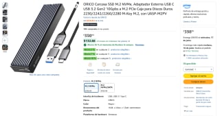 Carcasa ORICO SSD M.2 por $259 | Oferta Amazon