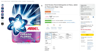 Ariel Paraíso Floral detergente en polvo 1.5 kg por $58 en Amazon