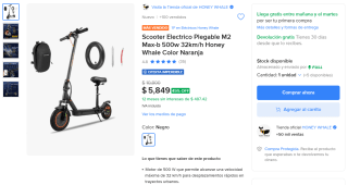 Scooter Eléctrico M2 Max-B 500W por $4,972 | Mercado Libre