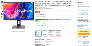 Monitor Asus 27" WQHD IPS en $3,555 | Oferta Amazon