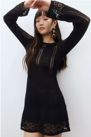 Minivestido Acampanado en Punto Calado Oferta $20.293 Disponible en H&M, Chile