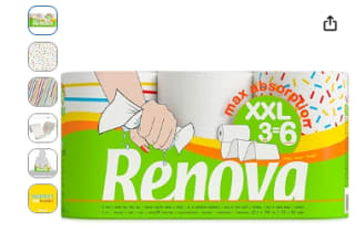 Renova Essuie-tout Maxi-absorption| 3 rouleaux |3 rouleaux XXL à 10,18€
