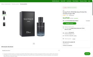 Sauvage Parfum Dior 100ml por $2,358 | Bodega Aurrera (BBVA, NU o Azteca)