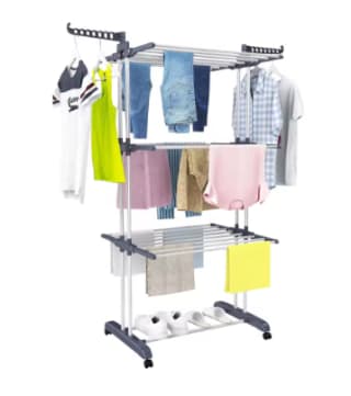 Tendedero Plegable Mikomika Acero Inoxidable para Ropa, 4 Niveles con Alas por 17,90€