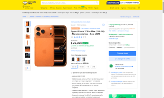iPhone 17 Pro Max 256GB por $24,369 | Mercado Libre (Banamex MSI)