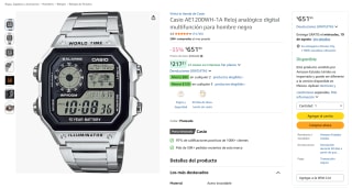 Reloj Casio AE1200WH-1A por $652 en Amazon