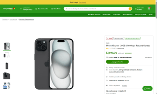 iPhone 15 128GB Reacondicionado por $6,393 | Bodega Aurrera (BBVA MSI)