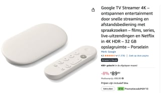 Google TV Streamer (4K) Wit voor €89 bij Amazon