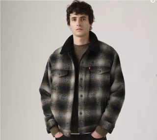 Veste Trucker Sherpa Carreaux Relaxed à 75€
