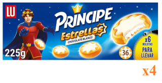 4 Unidades de Galleta Príncipe estrellas 225g chocolate blanco por 6.16€