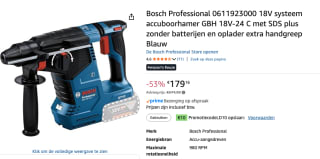 GBH 18V-24 C PROFESSIONAL accuboorhamer voor €169,16 dmv code bij Amazon
