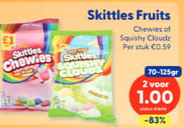 Skittles Chewies zakjes 2 voor €1