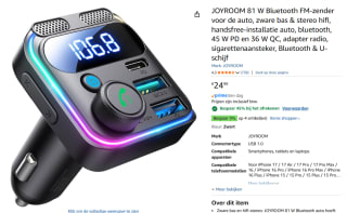 JOYROOM 48 W Bluetooth FM-zender voor de auto voor €13,74 bij Amazon