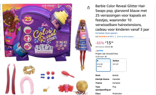 Barbie Color Reveal Glitter Hair Swaps pop voor €15,36 bij Amazon