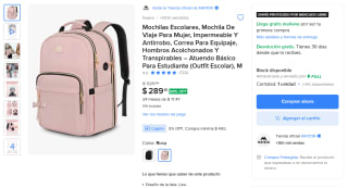 Mochila Viaje 35L Rosa por $289 | Oferta Mercado Libre