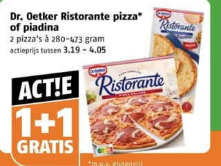 Dr. Oetker Ristorante pizza en piadina 1+1 gratis bij Poiesz