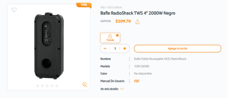 Bafle RadioShack TWS 4" 2000W por $210 | RadioShack