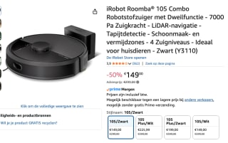 iRobot Roomba® 105 Combo - Robotstofzuiger met Dweilfunctie voor €149 bij Amazon