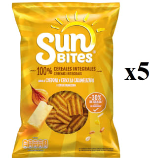 5 x Sunbites, Snack Ondulados Multicereales con Sabor A Cheddar y Cebolla por 7.4€
