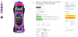 Downy Lush Perlas de Perfume 345 g por $112.94 en Amazon