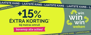 15% extra korting bovenop lopende acties bij matras omruil bij Beter Bed