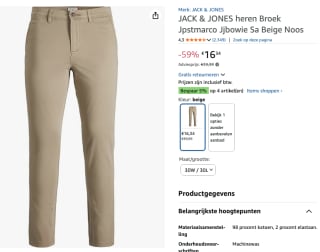 Jack & Jones BOWIE SLIM FIT - Chino voor €16,34 bij Amazon