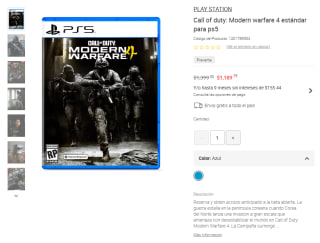 Call of Duty: Modern Warfare 4 para PS5 por $1,189 | Oferta Liverpool