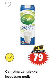 Campina Langlekker houdbare melk voor €0,79 bij Dirk