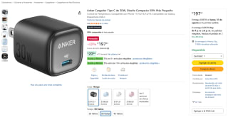 Anker Cargador Tipo C de 30W por $198 en Amazon