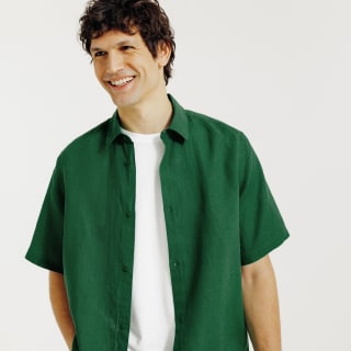 Chemisette 100% lin unie - Vert à 18€