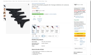 Amazon Essentials 4 Unidades Sin Costuras por $90 | Amazon