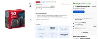 Nintendo Switch 2 256GB por $8,386 | Walmart (BBVA 12 MSI)