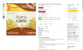 Grisi Tripack Avena 375g por $38 | Oferta Amazon