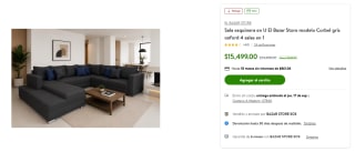 Sala esquinera en U Corbel gris oxford por $15,499 en Bodega Aurrera