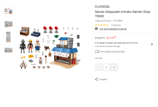 Juguete Playmobil Naruto Ichiraku Ramen por $1,119 | Oferta Liverpool