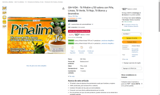 GN+VIDA Té Piñalim 30 Sobres por $80 | Amazon