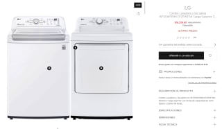 LG 25Kg Combo Lavadora y Secadora en $18,240 | El Palacio de Hierro