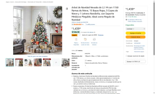 Árbol Navidad 2,1M 1150 Ramas $1,139 | Oferta Amazon
