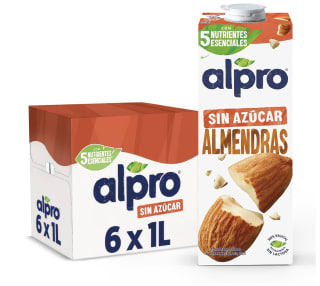 Alpro Bebida Vegetal de Almendras sin Azúcar (6 x 1 L) por 7,69€ en Amazon