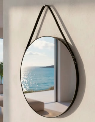 Espejo De Pared Redondo Colgante Negro 60 cm Decorativo Basement Home por $19.990