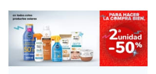 Segunda Unidad al -50% de Dto en productos Solares en Carrefour.
