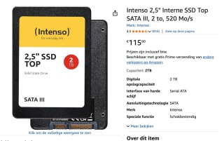 Intenso Top Performance 2TB 2.5" SSD voor €115,90 bij Amazon