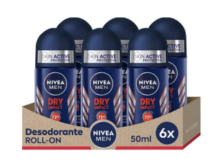 NIVEA MEN Dry Impact Desodorante roll-on pack de 6 por 8,48€