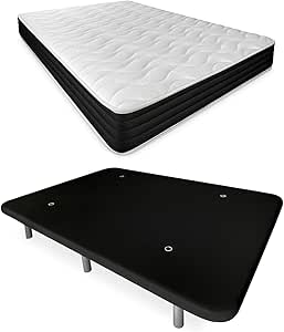 Duérmete Online Cama Completa con Colchón Pocket Visco + Base Tapizada 90 x 190 cm
