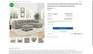 Sofá Thomasville con otomano por $16,999 | Costco (Banamex)