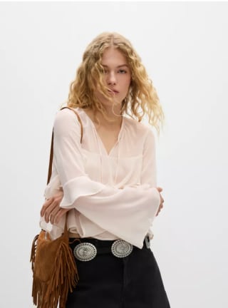 Blusa con volantes y lazada para Mujer por 7.99€