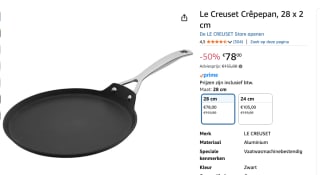 Le Creuset Pannenkoekenpan voor €78 bij Amazon