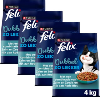 4 x 4kg Felix Dubbel Zo Lekker - Zalm & Zeevis voor €34,99